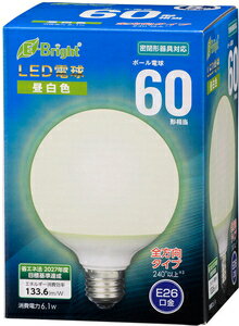 LDG6N-G AG24 オーム LED電球 ボール電球形 815lm（昼白色相当） OHM E-Bright LDG6NGAG24