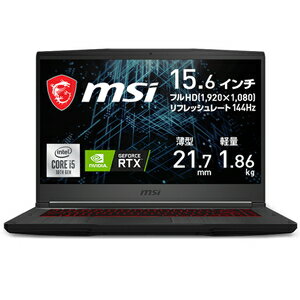 GF65-10UE-256JPMSIGF65Thin10U(Corei5/8GB/512GB/RTX3060)15.6型ゲーミン