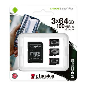 SDCS2/64GB-3P1A Kingston|キングストン microSDXCメモリカード 64GB Class10 UHS-I U1 V10 A1【3個入りパック】 Canvas Select Plus SDCS2/64GB-3P1A Kingston|キングストン microSDXCメモリカード 64GB Class10 UHS-I U1 V10 A1【3個入りパック】 Canvas Select Plus