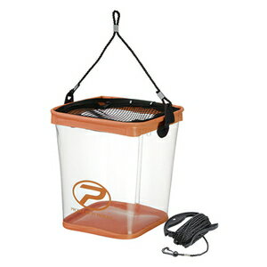 プロックス クリア活かし角バケツ 角24cm(オレンジ)ロープ付き PX681424O PROX 水汲みバケツ