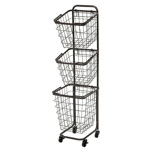 樂天商城 - HAGIHARA(萩原) ランドリーラック(ダークブラウン・幅33×奥行39×高さ124cm)角型3段タイプ KR-3971DBR [KR3971DBR]