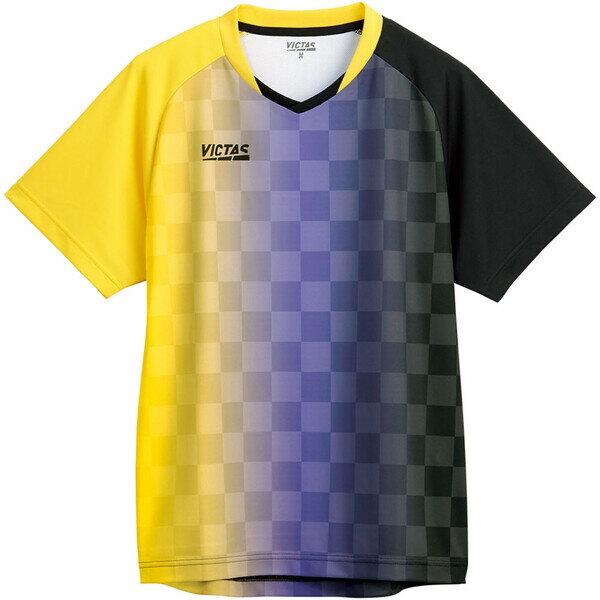 TSP-612101-3010-4XL ヴィクタス 男女兼用 卓球用ゲームシャツ（イエロー×ブラック・サイズ：4XL） VICTAS バーティカル グラデーション ゲームシャツ