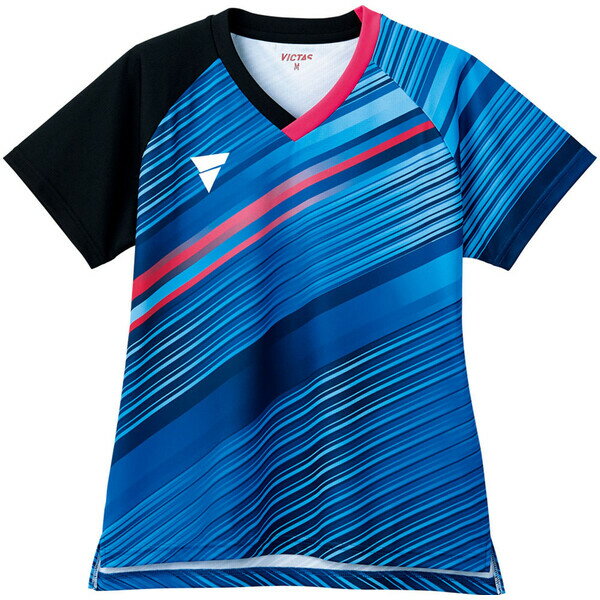 Ladies Wear - ヴィクタス レディース 卓球用ゲームシャツ（ブルー・サイズ：3XL） TSP-512103-5000-3XL VICTAS V-LGS224