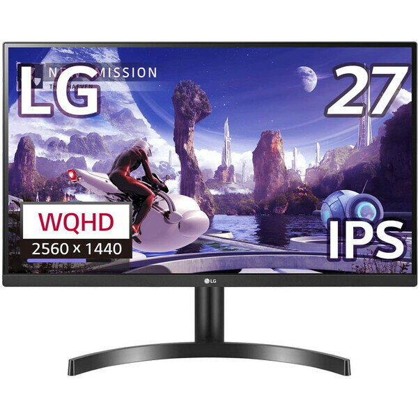 LG 27型 WQHD(2560×1440) IPS モニター / HDR10/FreeSync/フリッカーセーフ/ブルーライト低減モード/DASモード/ブラックスタビライザー/超解像度技術 27QN600-BAJP