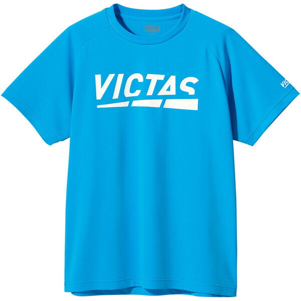 TSP-632101-5100-S ヴィクタス 男女兼用 卓球用プラクティスシャツ(ターコイズ・サイズ:S) VICTAS プレイ ロゴ ティー