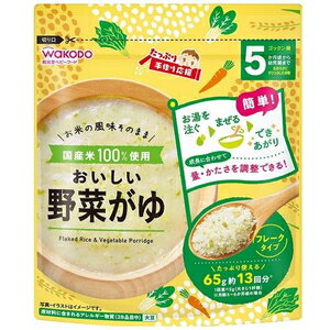 【返品種別B】□「返品種別」について詳しくはこちら□※仕様及び外観は改良のため予告なく変更される場合がありますので、最新情報はメーカーページ等にてご確認ください。◆「お湯を注いでまぜるだけ」で、なめらかなおいしい野菜がゆが出来上がります。◆国産米と国産野菜を100％使用しました。◆お子さまの月齢や食べる量に合わせて量を調整しやすく、開け閉めが簡単なチャック付き袋タイプです。■原材料名：米粉（米（国産））、食用油脂、にんじん粉末、ほうれんそう粉末、こまつな粉末/酸化防止剤（ビタミンE）、（一部に大豆を含む）アサヒグループ食品（和光堂）広告文責：上新電機株式会社(06-6633-1111)日用雑貨＞ベビー用品＞フード＞手作り