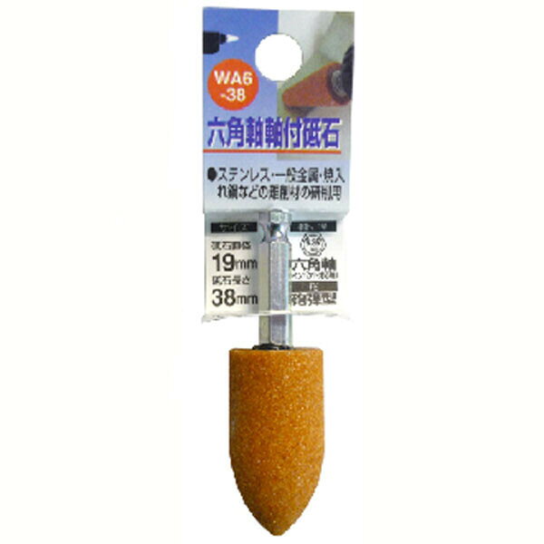 【返品種別B】□「返品種別」について詳しくはこちら□◆軸付きの砥石。◆ステンレス・一般金属・焼き入れ鋼などの難削材の研削用。■　仕　様　■砥石直径：19mm砥石長さ：38mm軸径：6.35mm形：砲弾型粒度：60最高使用回転数(約)：6000rpm[010443SANKYO]三共コーポレーションアウトドア＞DIY・工具＞電動・油圧・空圧工具＞研削研磨用品