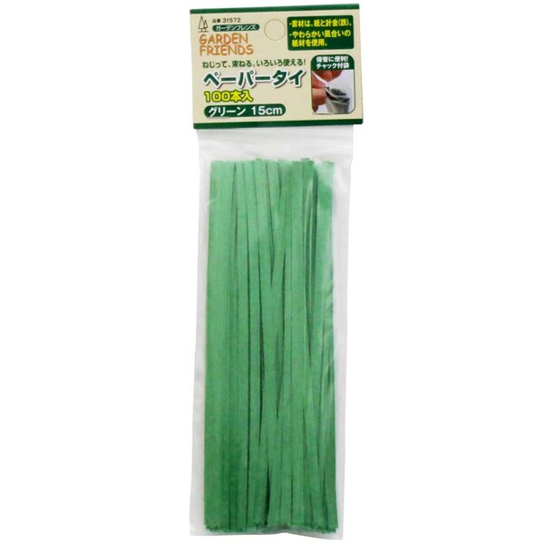 GARDEN FRIENDS ペーパータイ 約100本入 (グリーン・15cm) 31572