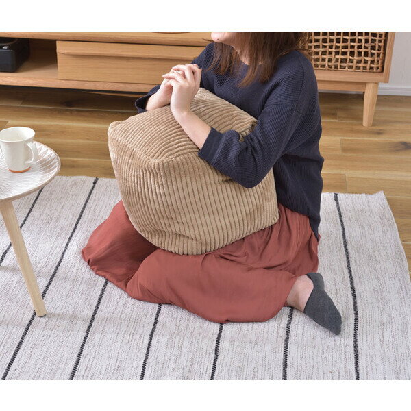 東谷 ミニビーズクッション(ベージュ)キューブ型 LSS-804BE Colon コーデュロイ生地 [LSS804BE]
