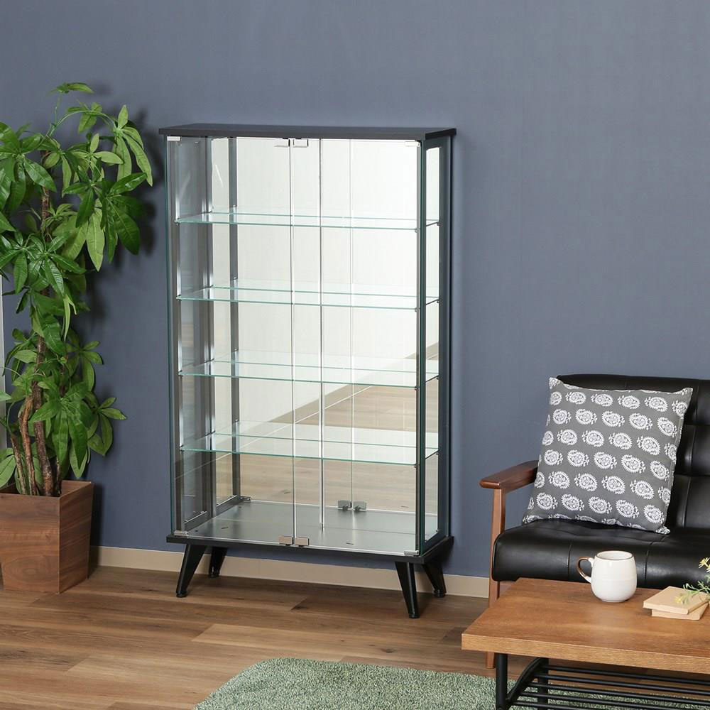 不二貿易 ガラス ディスプレイラック 5段(ブラック) 98883 TMG-G109 [98883フジボウエキ]