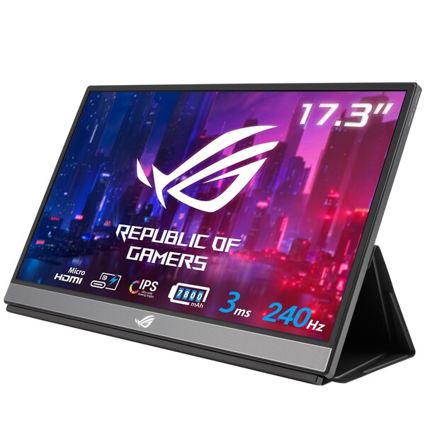 ASUS（エイスース） XG17AHPE 17.3型 ポータブルUSB Type-Cゲーミングモニター（フルHD (1920x1080)/IPS/ノングレア/240Hz/3ms応答速度/Adaptive-sync/USB-C/Micro-HDMI/バッテリー内蔵） ROG Strix