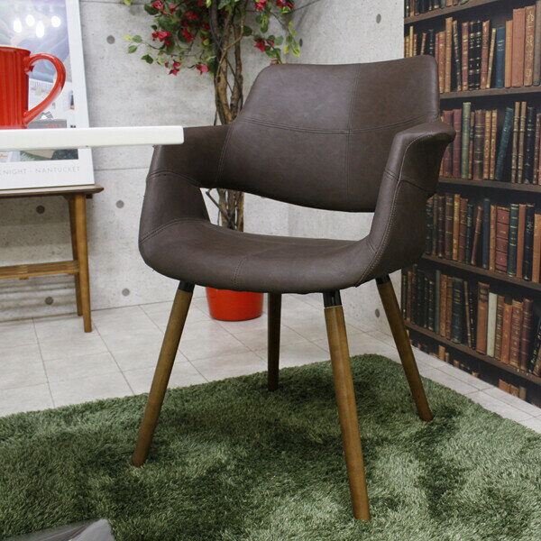 後藤家具物産・大川リビング木工社 座り心地抜群の肘付デザインチェアー(ブラウン) OC-01-BR [OC01BRオオカワ]