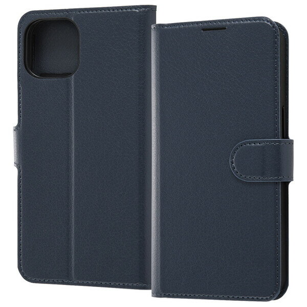 レイアウト iPhone 13（6.1インチ）用 耐衝撃 手帳型ケース シンプル マグネット（ダークネイビー） RT-P31ELC1/DN