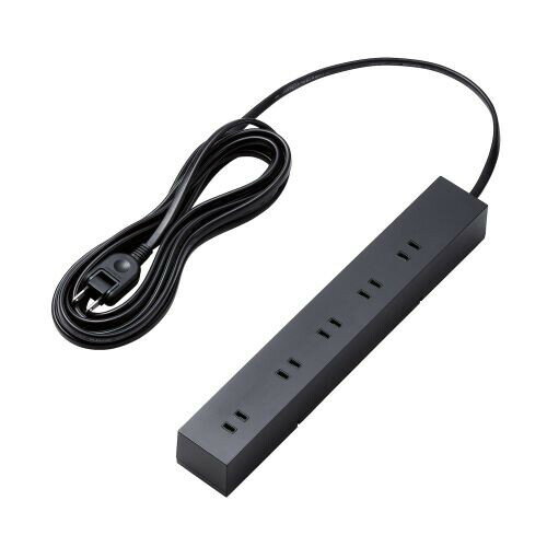 エレコム 回転脚付上面5口+側面5口タップ（10個口・5m）ブラック T-KF04-21050BK ELECOM [TKF0421050BK]