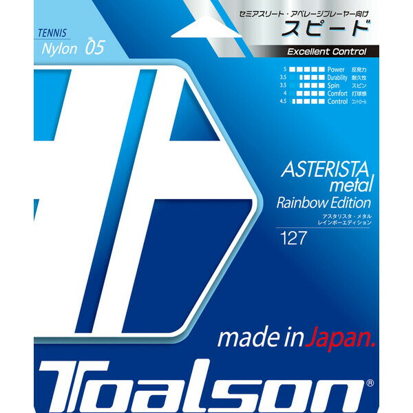 TAS-7332750F TOALSON（トアルソン） 硬式テニス用ストリング アスタリスタ・メタル127 レインボーエディション ASTERISTA METAL 127 Rainbow Edition 1