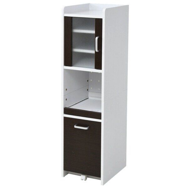 JK-PLAN(ジェイケイ・プラン) 隙間ミニキッチン 高さ120cm扉付き(ホワイト/ダークブラウン) FKC-0645-W..