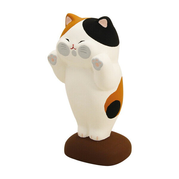 京都 リュウコドウ ぺったり猫(三毛) 018-0294A 招き猫 置物 日本土産 商売 繁盛 [0180294Aリユウコドウ]