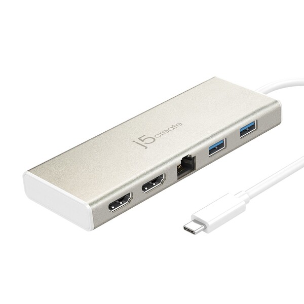 ジェイファイブクリエイト PD 60W対応 USB Type-C Dual HDMI ミニドック（シャンパンゴールド） j5create JCD381