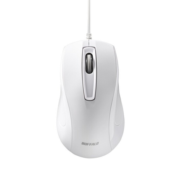 バッファロー BlueLEDマウス 3ボタン 抗菌 スタンダードサイズ（ホワイト） BSMBU110WH