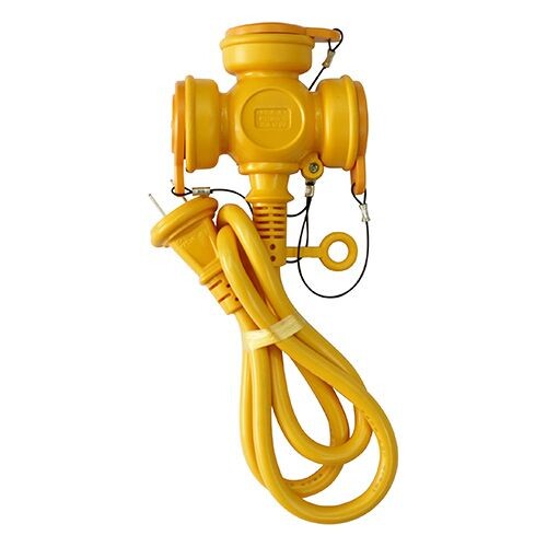 宏和工業 防雨 ショートタップ 30cm 15A 2P 3口(イエロー) KRT610-03 KOWA 電源コード