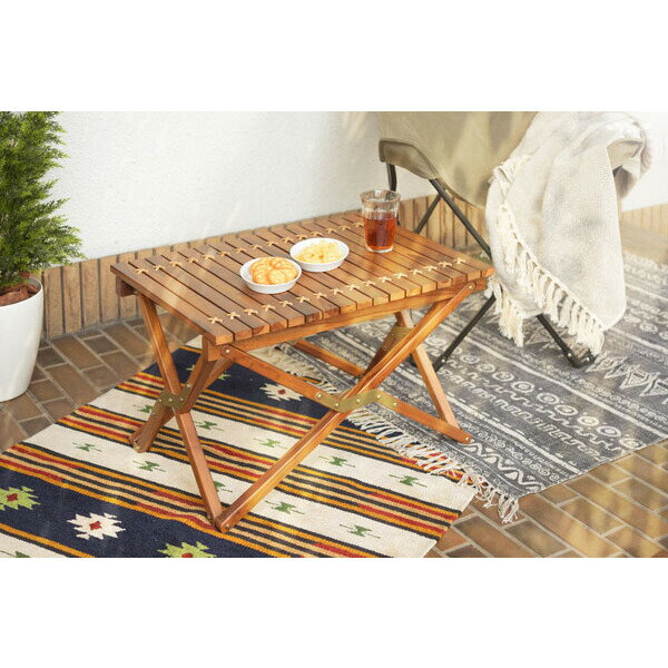 東谷 フォールディングテーブル SS(ブラウン) TTF-929 ロールトップ 折りたたみテーブル 持ち運び コン..