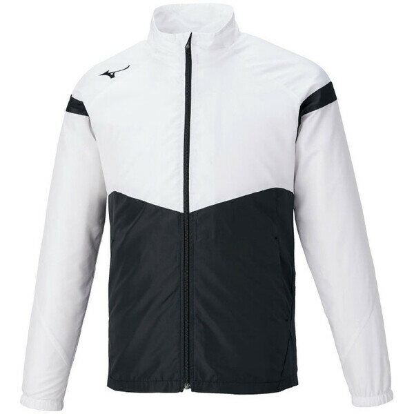 32ME112001XL ミズノ ウィンドブレーカージャケット（ホワイト×ブラック・サイズ：XL） mizuno ユニセックス