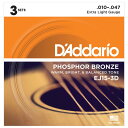 EJ15-3D __I AR[XeBbNM^[@3ZbgiExtra Light .010-.047j D'Addario@Multi-PacksPhosphor Bronze Wound