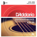 EJ17-3D ダダリオ アコースティックギター弦　3セット（Medium .013-.056） D'Addario　Multi-PacksPhosphor Bronze Wound