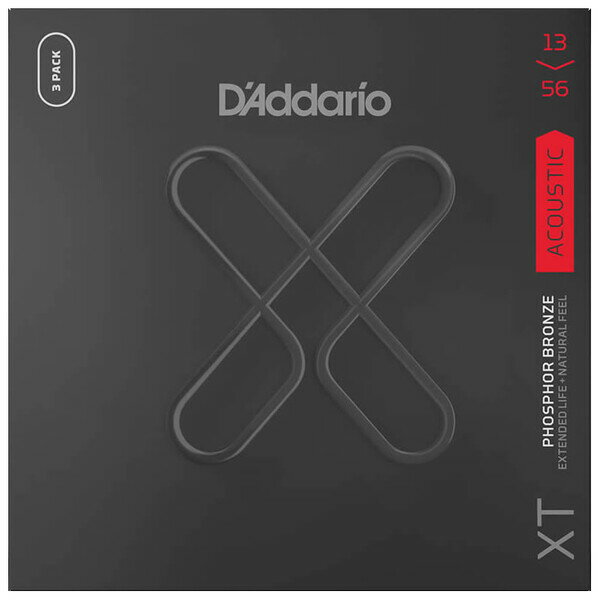 ダダリオ アコースティックギター弦　3セット（Medium 3 Pack 3 Pack .013-.056） XTAPB1356-3P D'Addario　XT PHOSPHOR BRONZE