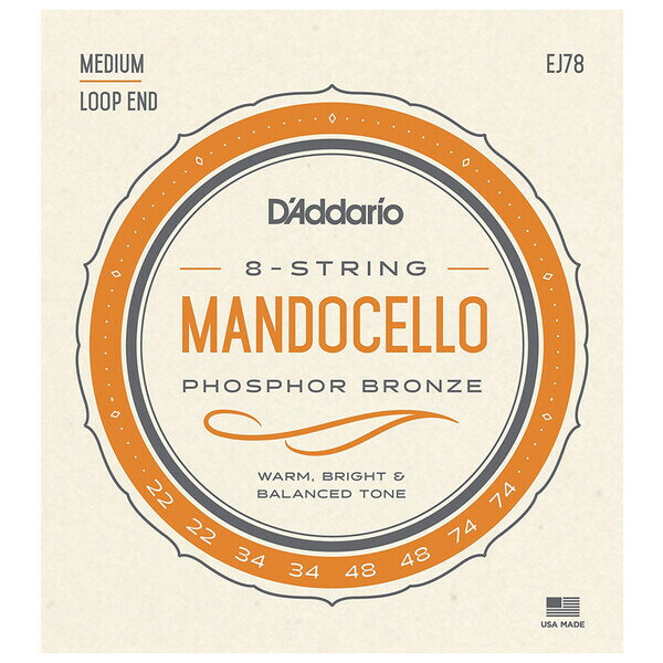 EJ78 ダダリオ マンドリン弦（Mandocello/Phosphor Bronze） D'Addario　Mandolin Family
