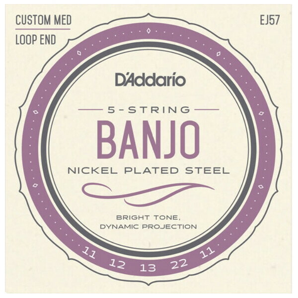 EJ57 ꥪ Х󥸥硼5-String BanjoCustom Medium 11-22 D'AddarioNICKEL-PLATED STEEL
