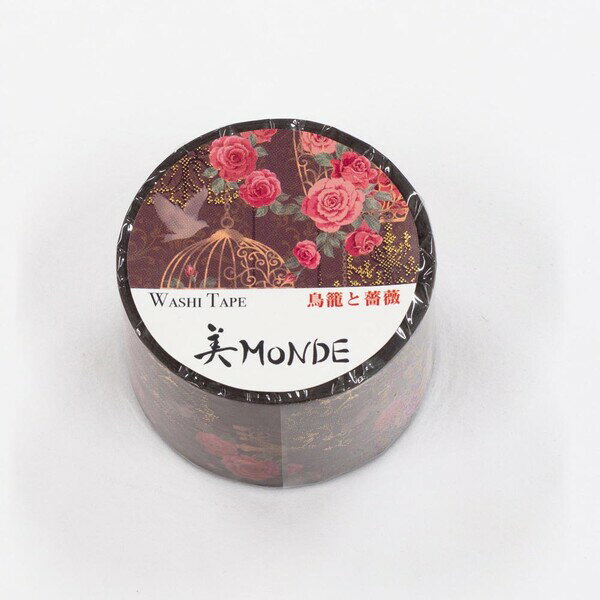 美MONDE マスキングテープ（鳥籠と薔薇 25mm×5m） GR-4069