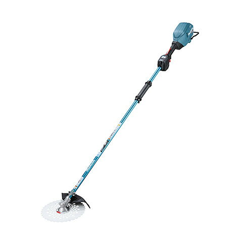 【返品種別B】□「返品種別」について詳しくはこちら□※バッテリ・充電器は別売りです。※樹脂3枚刃とナイロンコード、タフロータリーハサミ刃セット品は別販売品になります。※粉じんや水による影響を受けにくいように設計されていますが、故障しないことを保証するものではありません。バッテリを装着した場合は、本体側の保護等級に準じます。※連続運転時間は満充電における参考数値です。(無負荷時)※40Vmaxは満充電時のバッテリー電圧を表しています。※画像は使用イメージです。◆30mlエンジン式同等の使用感ハイパワー・軽快・低騒音。充電式なので、排ガスゼロ、燃料ゼロ。◆ハイパワーブラシレスモーター搭載ブラシレスモーターとコントローラを強制冷却。重負荷作業に最適。◆最適重心バランスモーターを後方にレイアウト。先端部が軽く、エンジン式同等の最適重心バランス。軽快な操作性を実現。◆雨の中でも運転可能雨の中でも運転可能な防水設計、防滴・防じん「ウェットガード」＆防水保護等級「IPX4」により実現。◆楽らくロングドライブモード+3スピード(高速・中速・低速)草の密度で「自動変速」。より長時間の作業が行える。◆全ての操作が手元で可能ボタンを押すだけで簡単始動。◆刃物に合わせて最適設定「チップソー・樹脂刃」と「ナイロンコード」に最適な回転数を設定。◆キックバック時に刃物がストップキックバック(跳ね返り)を起こした時に発生する、急激な回転数の低下を検知し、刃物を素早く停止。◆カラミトリ機能付きスイッチ操作で低速逆回転。刃物を触らずに、絡みついた草を簡単除去。◆1充電あたりの作業面積実作業面積約68坪(224m2)。(バッテリーBL4040、楽らくロングドライブモード、DCホワイトチップソー使用時/草丈約1m)。■　仕　様　■ハンドル部形状：2グリップ電源：直流36V(40Vmax)1充電あたりの連続運転時間(金属刃/無負荷時)(約)・・・・高速：25分(DCホワイトチップソー/4.0Ah使用時)・中速：40分(DCホワイトチップソー/4.0Ah使用時)・低速：55分(DCホワイトチップソー/4.0Ah使用時)回転数(約)・・・・高速：0〜7000min-1(回転/分)・中速：0〜5500min-1(回転/分)・低速：0〜4600min-1(回転/分)本機寸法(約)：長さ1870×幅255×高さ180mm(チップソー(刈刃)・飛散防護カバー含む)質量(約)：4.7kg(バッテリー含む・チップソー、飛散防護カバー、肩掛けバンド等を除く)標準付属品：チップソー(刈刃)・飛散防護カバー・刃物(刈刃)カバー・肩掛けバンド・保護メガネ・ボックスドライバー・六角棒スパナ4・アクセサリバッグ[MUR009GZ]マキタアウトドア＞ガーデン・エクステリア用品＞草刈り・除草用品