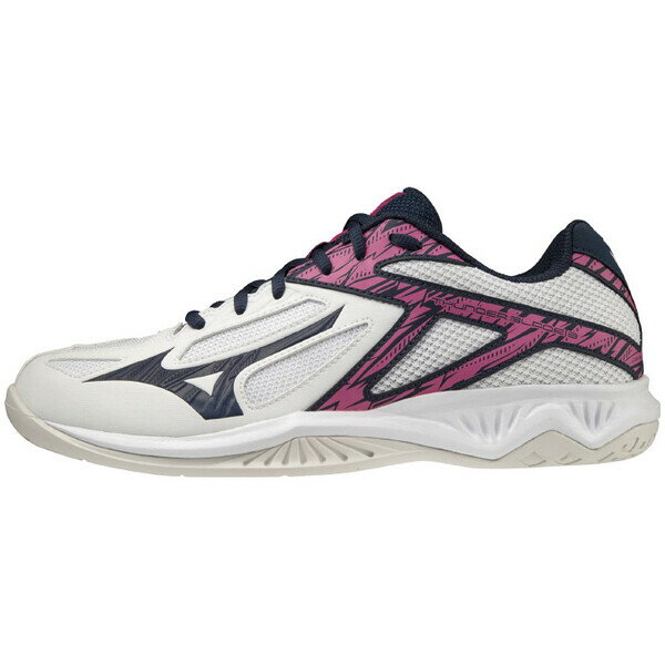 V1GA217014255 ミズノ バレーボールシューズ　ローカット（ホワイト×ネイビー×ピンク・サイズ：25.5cm） MIZUNO　サンダーブレード 3