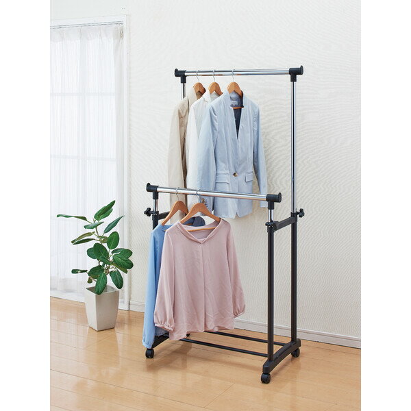 N-7602 パール金属 極太パイプハンガー(幅75×奥行42.5×高さ90〜145cm)ダブル SP75 [N7602パル]