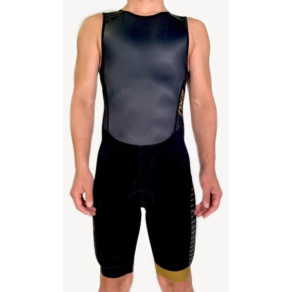 2XU（ツー・タイムズ・ユー） MX4695D-BLK/GLD-S 2XU メンズ トライアスロンウェアツータイムズユー パフォームリアジップスリーブレス（BLK/GLD・サイズ：S） 2XU Perform Rear Zip Sleeveles