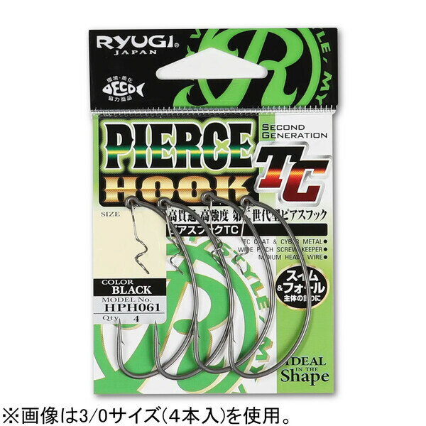 RYUGI ピアスフックTC HPH061 3/0サイズ TCブラック(4本) ピアスフックTC HPH061 3/0サイズ TCブラック 4ホン リューギ PIERCE HOOK TC オフセットフック