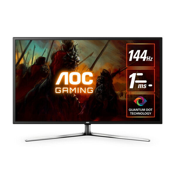 AOC 43型 ゲーミング液晶ディスプレイ（1ms(MPRT)/144Hz/4K UHD/VA/半光沢/スピーカー搭載/リモコン付/HDMI 2.1/DisplayPort/DisplayHDR1000/Adaptive Sync）ブラック＆シルバー 09Vシリーズ G4309VX/D/11