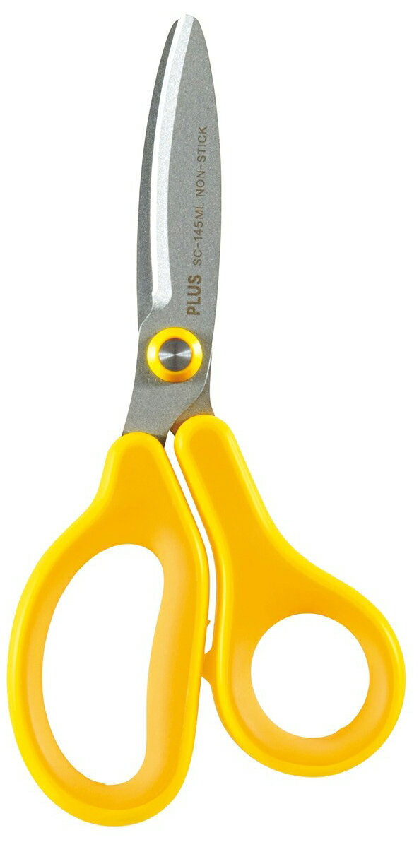 プラス はさみ フィットカットカーブ ジュニア フッ素コート 左手用 子ども用(イエロー) SC-145ML(34673)