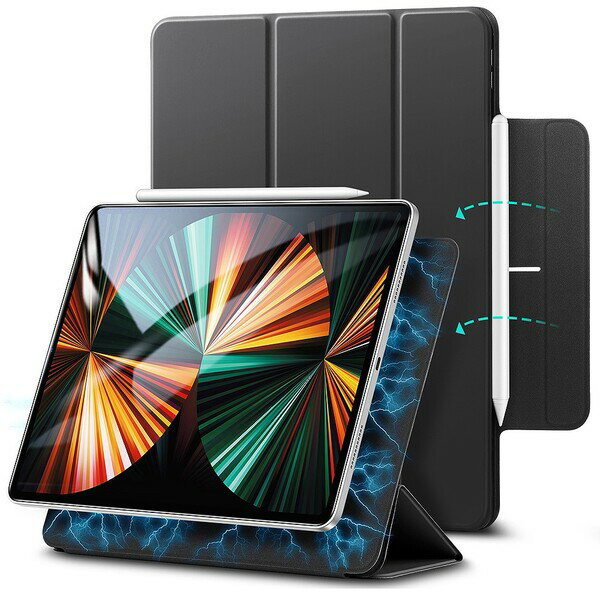 ESR iPad Pro 12.9インチ (第6/5/4世代)用 マグネットスリムケース(ブラック) Rebound Magnetic with Clasp ESR057