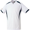 Z-BOT831-1129-M ゼット プロステイタス ベースボールシャツ（ホワイト×ネイビー・サイズ：M） ZETT