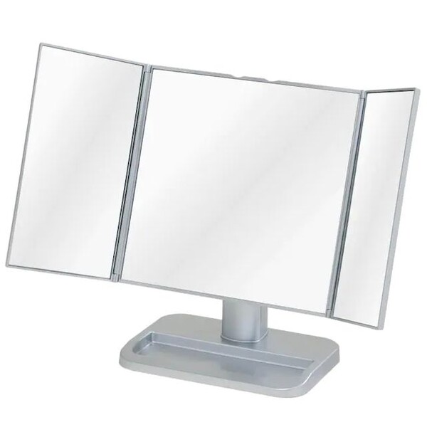 メリー 卓上ミラー 三面鏡(正面200×205mm・側面200×100mm / 商品サイズ：264×220×130mm・シルバー) No8..