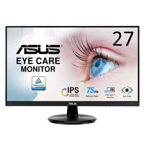 ASUS|エイスース 液晶ディスプレイ(27型/IPS/FullHD 1920×1080/75Hz/5ms/HDMI1.4/USB Type-C/VESA/3年保証)(ブラック) Eye Care VA27DCP ASUS|エイスース 液晶ディスプレイ(27型/IPS/FullHD 1920×1080/75Hz/5ms/HDMI1.4/USB Type-C/VESA/3年保証)(ブラック) Eye Care VA27DCP