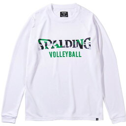 SMT211780-2000-S スポルディング バレーボールロングスリーブTシャツ マルチカモロゴ（ホワイト・サイズ：S） SPALDING