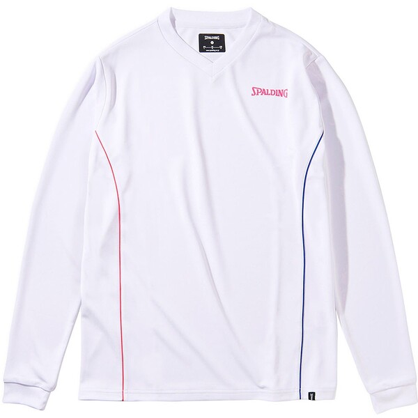 SMT211790-2000-S スポルディング バレーボールロングスリーブTシャツ アイコン（ホワイト・サイズ：S） SPALDING