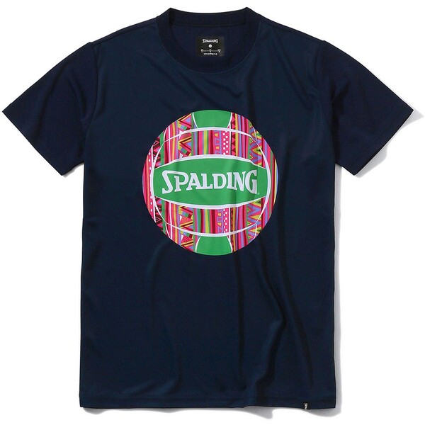SMT22071V-5400-M スポルディング バレーボール Tシャツ アフリカントライバルボール(ネイビー・サイズ:M) SPALDING