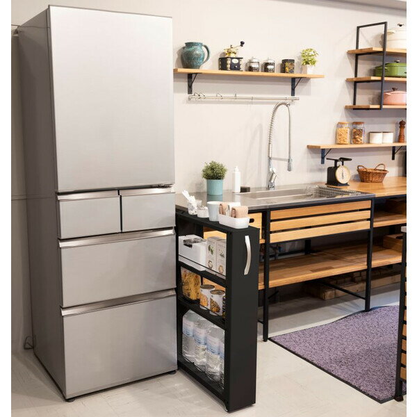 田窪工業所 トールワゴン Low150（マットブラック・幅15.6×奥行57.7×高さ85.4cm） TKB-NWL-150K TAKUBO すき間を有効活用するスリム収納ワゴン 幅15cmロータイプ [TKBNWL150K]