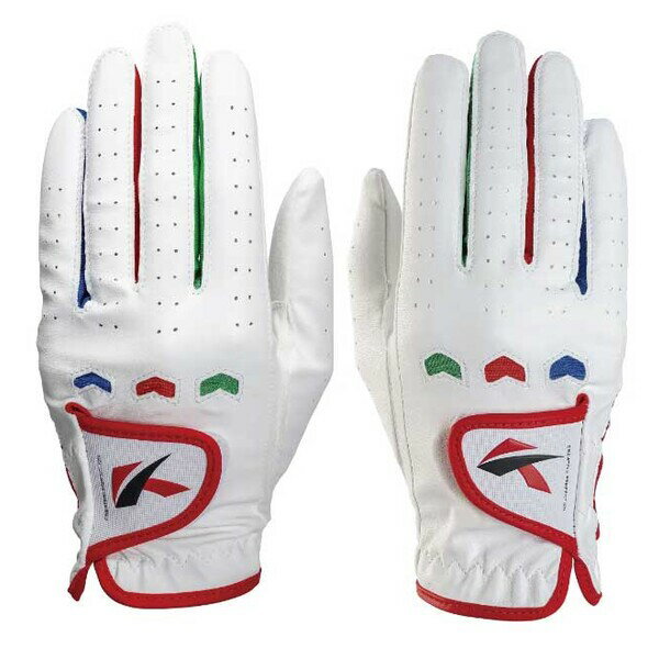 キャスコ ジュニア ゴルフグローブ 両手用（ホワイト×レッド・サイズ：L 18～19cm） SF-22135JW-WH/RD-L キャスコジュニア