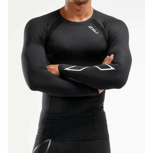 2XU メンズ コンプレッションウェアツータイムズユー PWX コンプレッションロングスリーブトップ(BLK/SIL・サイズ:XS) MA2308A-BLKSI...