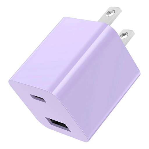 藤本電業 PD20W対応 ACアダプタ Type-C×1ポート/USB-A×1ポート(ラベンダー) CA-08LV 藤本電業 PD20W対応 ACアダプタ Type-C×1ポート/USB-A×1ポート(ラベンダー) CA-08LV